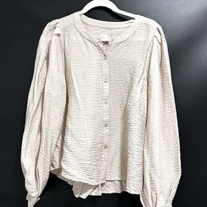 Champagne Blouse with Bubble Sleeves
